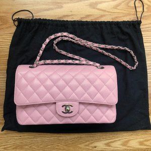 CHANEL Pink Caviar Medium Double Flap Bag